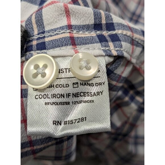 Mizzen and Main Shirt Mens Large Trim Monaco Dress Blue Red Plaid Performance - Picture 5 of 11